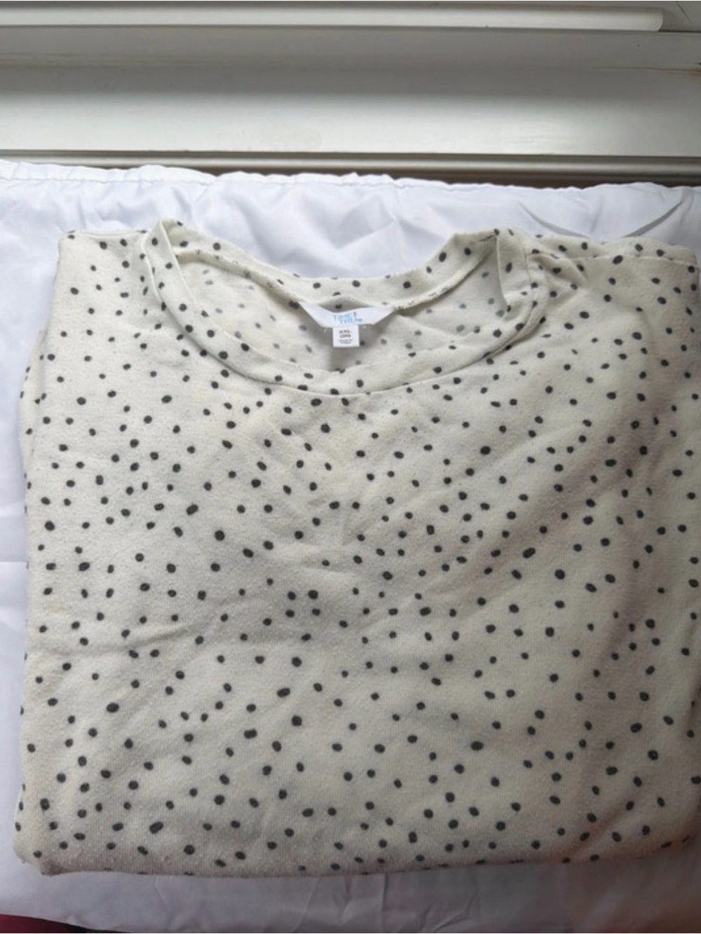 Time and Tru Cream Sweater with Black Polka Dots